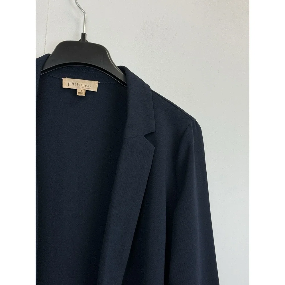 Philosophy Republic Clothing Women's Blazer Sz 10 Navy Blue Workwear Long Sleeve